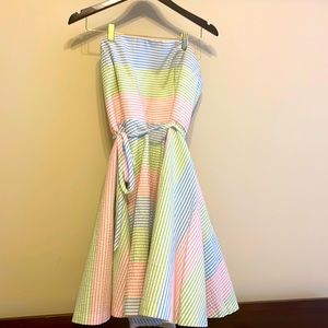 Vineyard vines Kentucky derby, sz 10 womens strapless seersucker dress